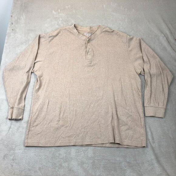 Basic Editions Mens Shirt Size 2X Beige Long-Sleeve Henley Casual Pullover Knit - Picture 8 of 9